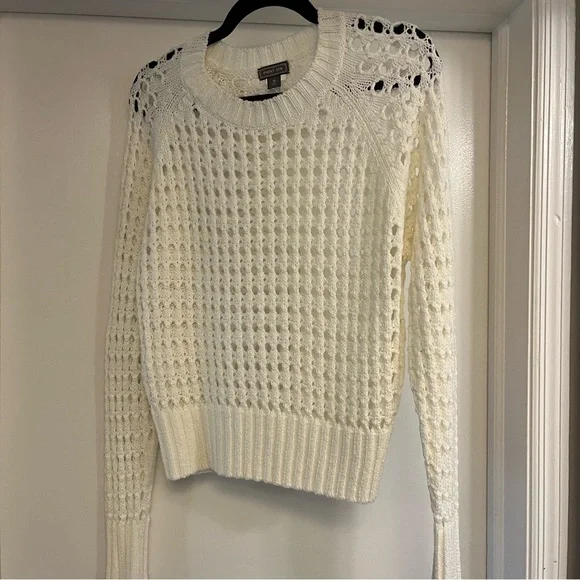 Point Sur (J. Crew) - Open-Knit Crochet Crewneck Sweater - size M - white - Picture 1 of 5